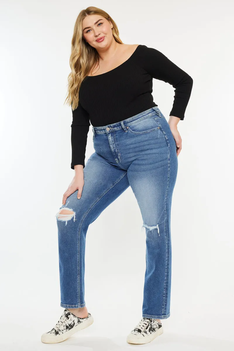 Buni High Rise Slim Straight Leg Jeans (Plus Size)