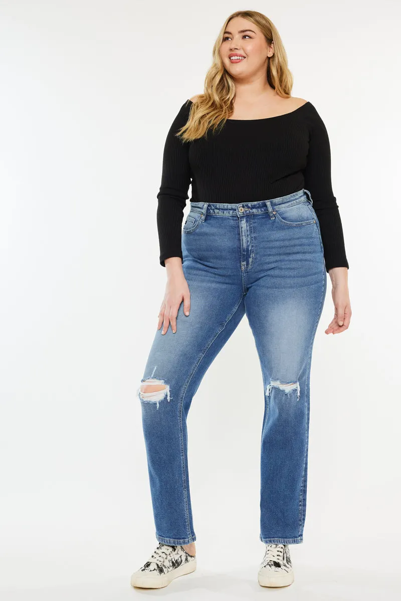 Buni High Rise Slim Straight Leg Jeans (Plus Size)