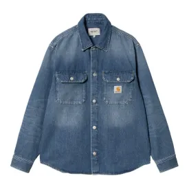 CARHARTT WIP HARVEY SOBRECAMISA BLUE DARK USED WASH