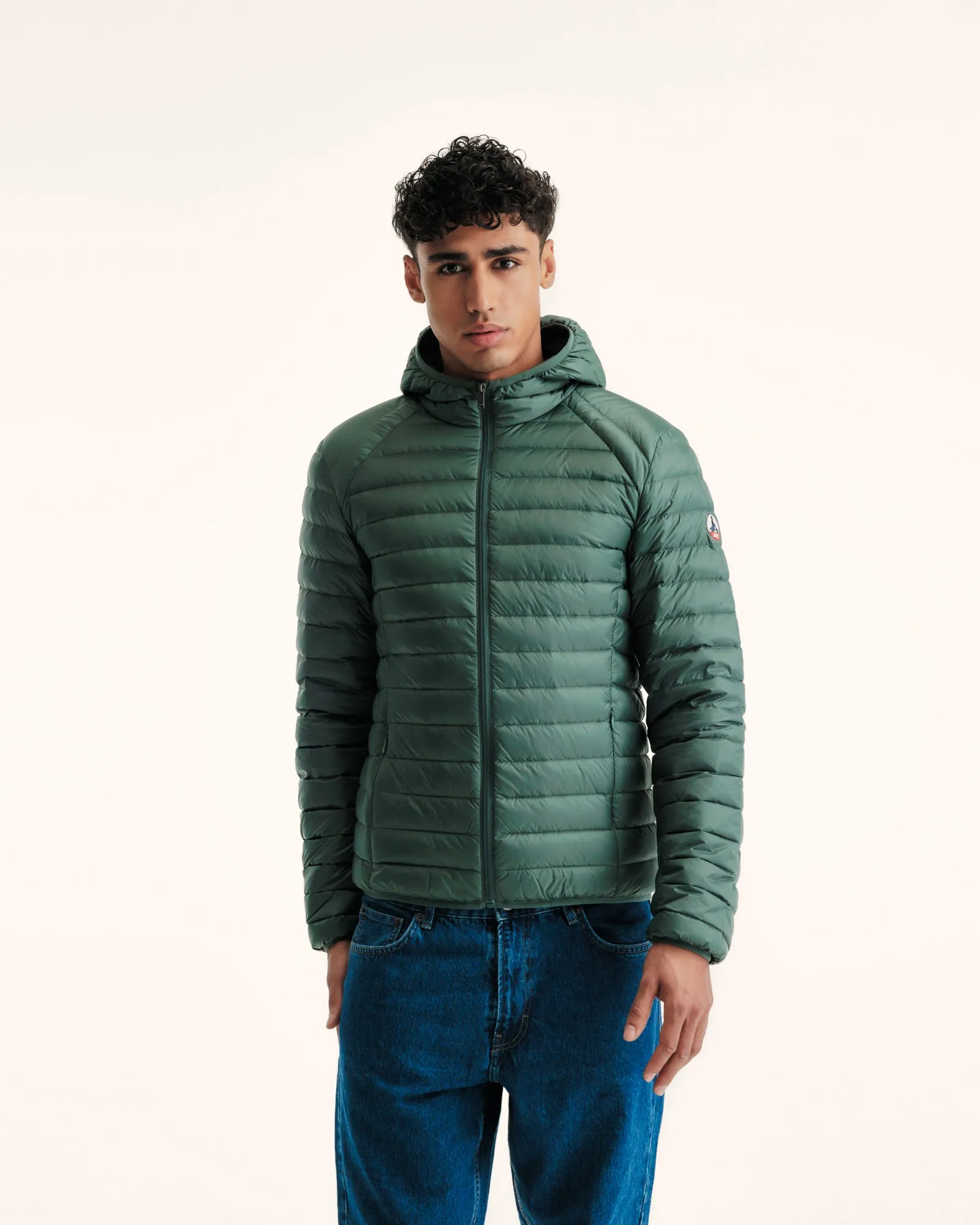 Celadon green Nico lightweight hooded puffer jacket