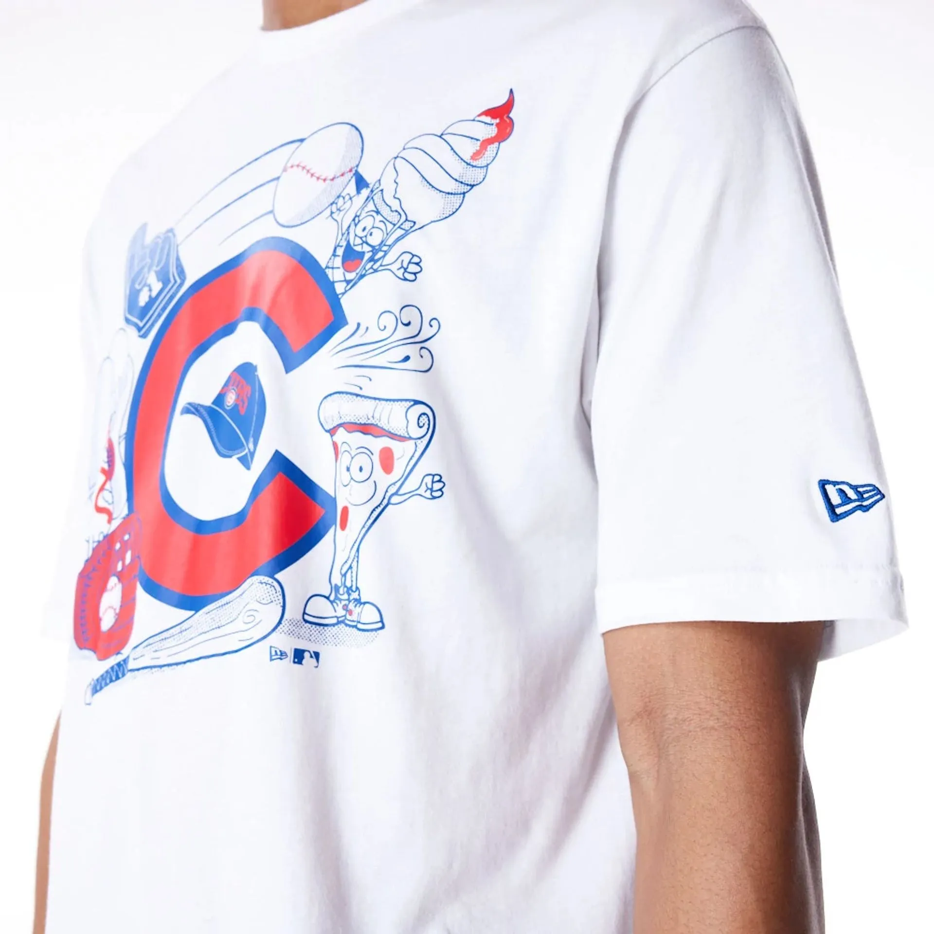 Chicago Cubs MLB Food Graphic White Oversized T-Shirt