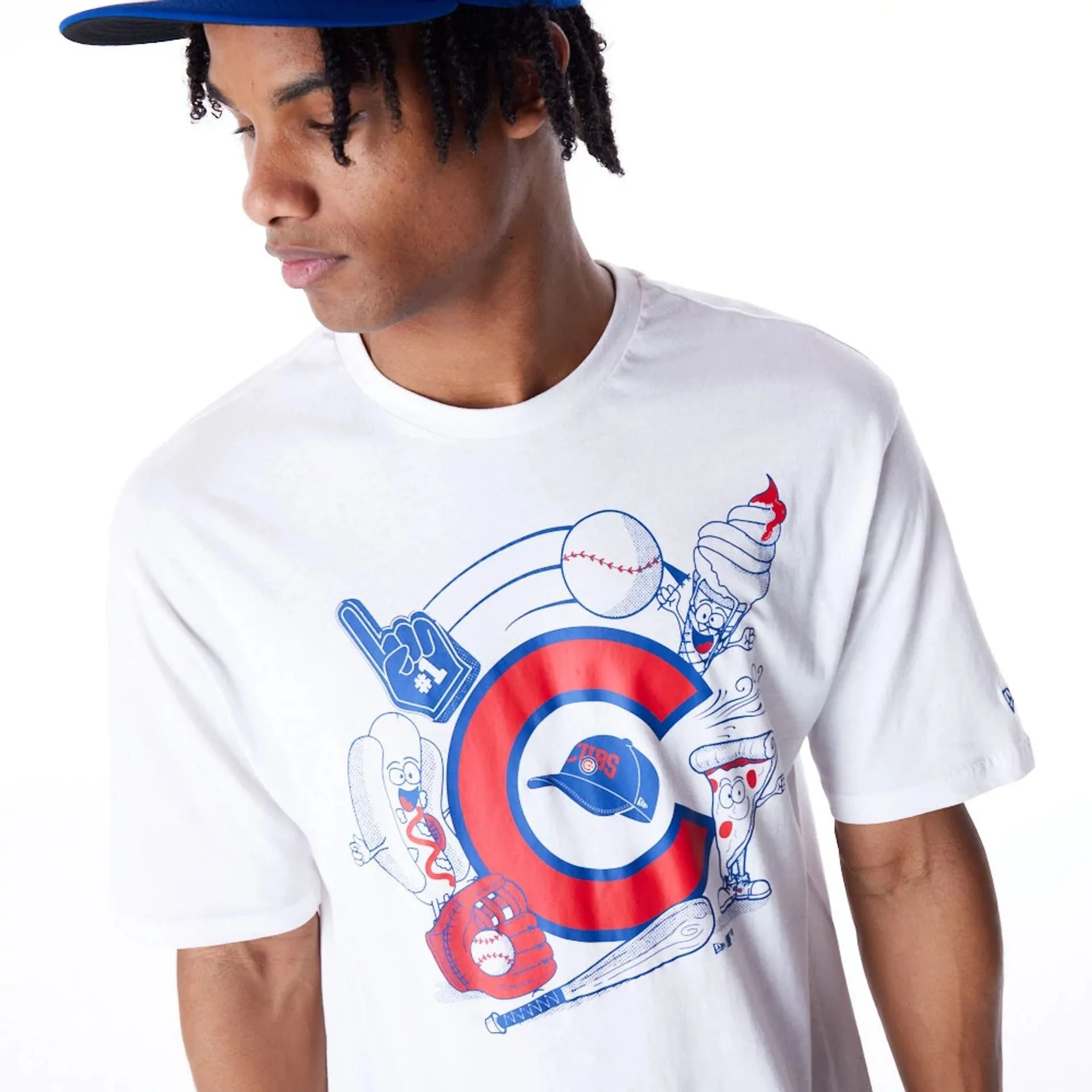 Chicago Cubs MLB Food Graphic White Oversized T-Shirt