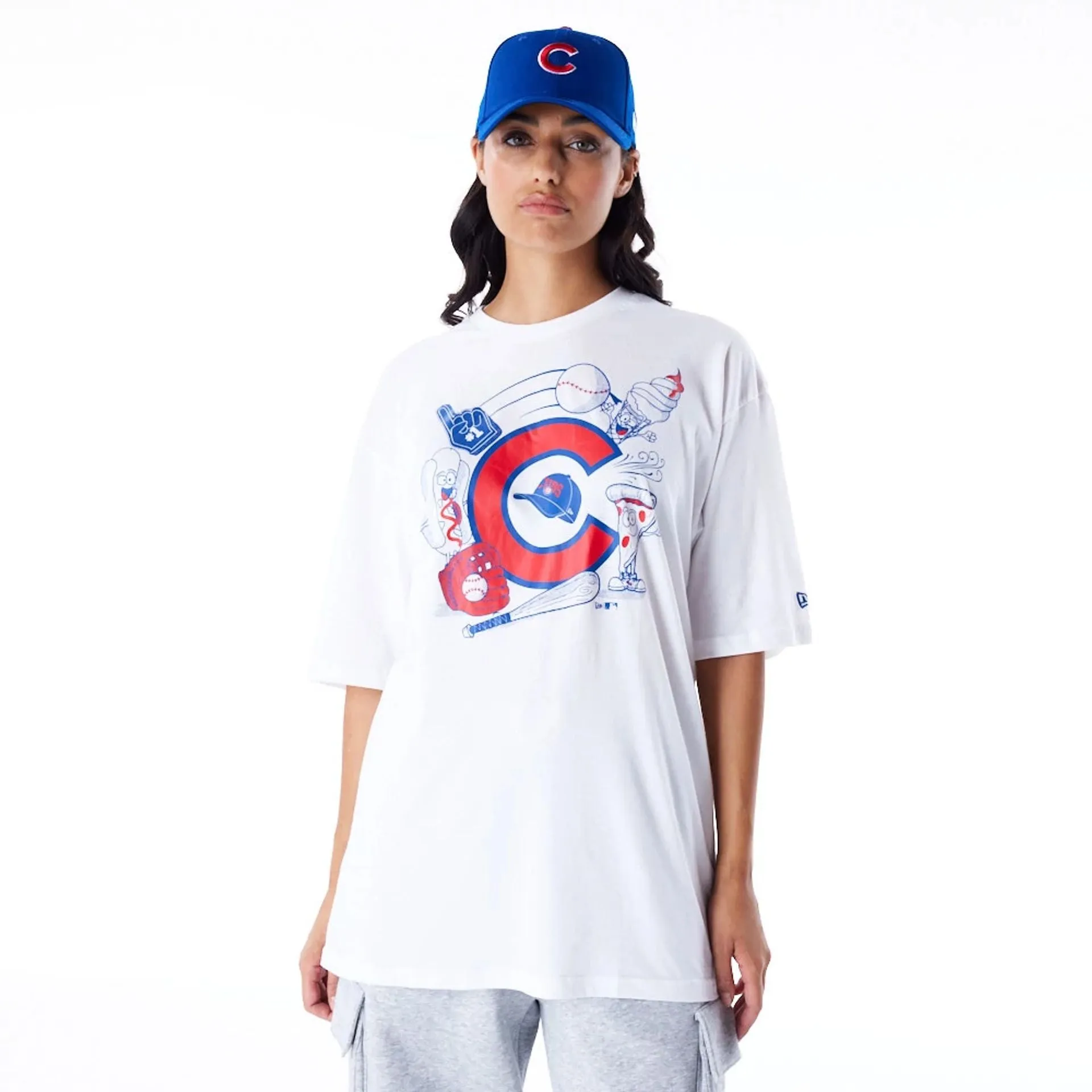 Chicago Cubs MLB Food Graphic White Oversized T-Shirt