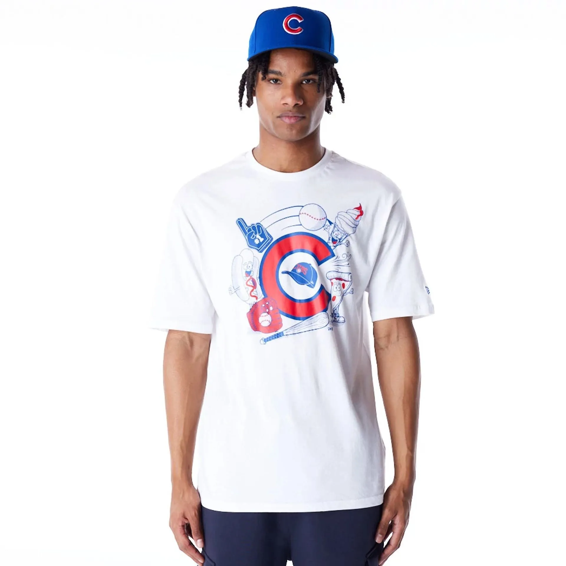 Chicago Cubs MLB Food Graphic White Oversized T-Shirt