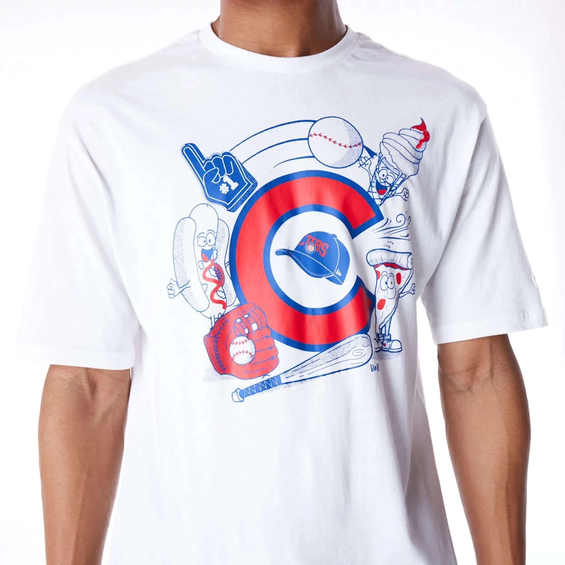 Chicago Cubs MLB Food Graphic White Oversized T-Shirt