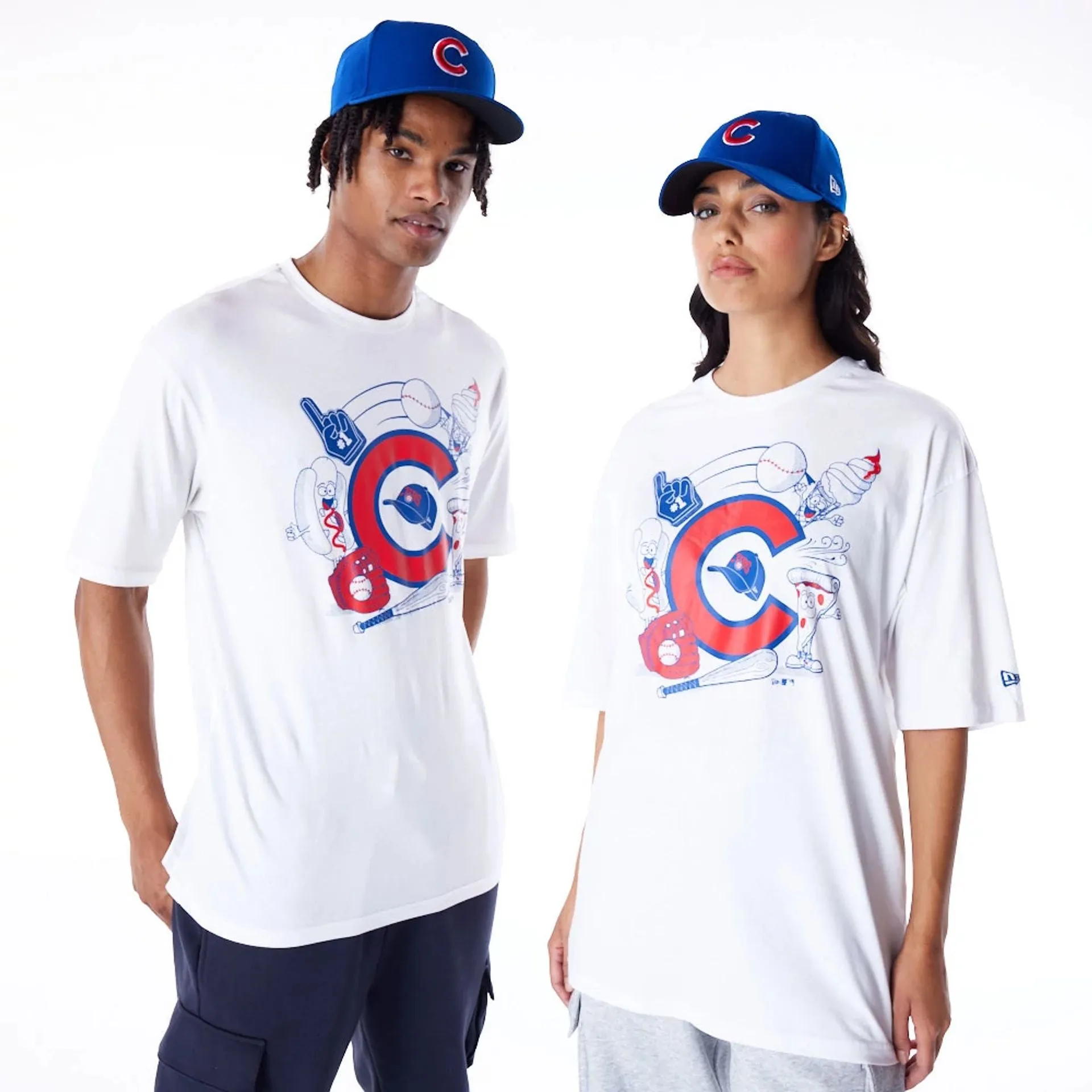 Chicago Cubs MLB Food Graphic White Oversized T-Shirt