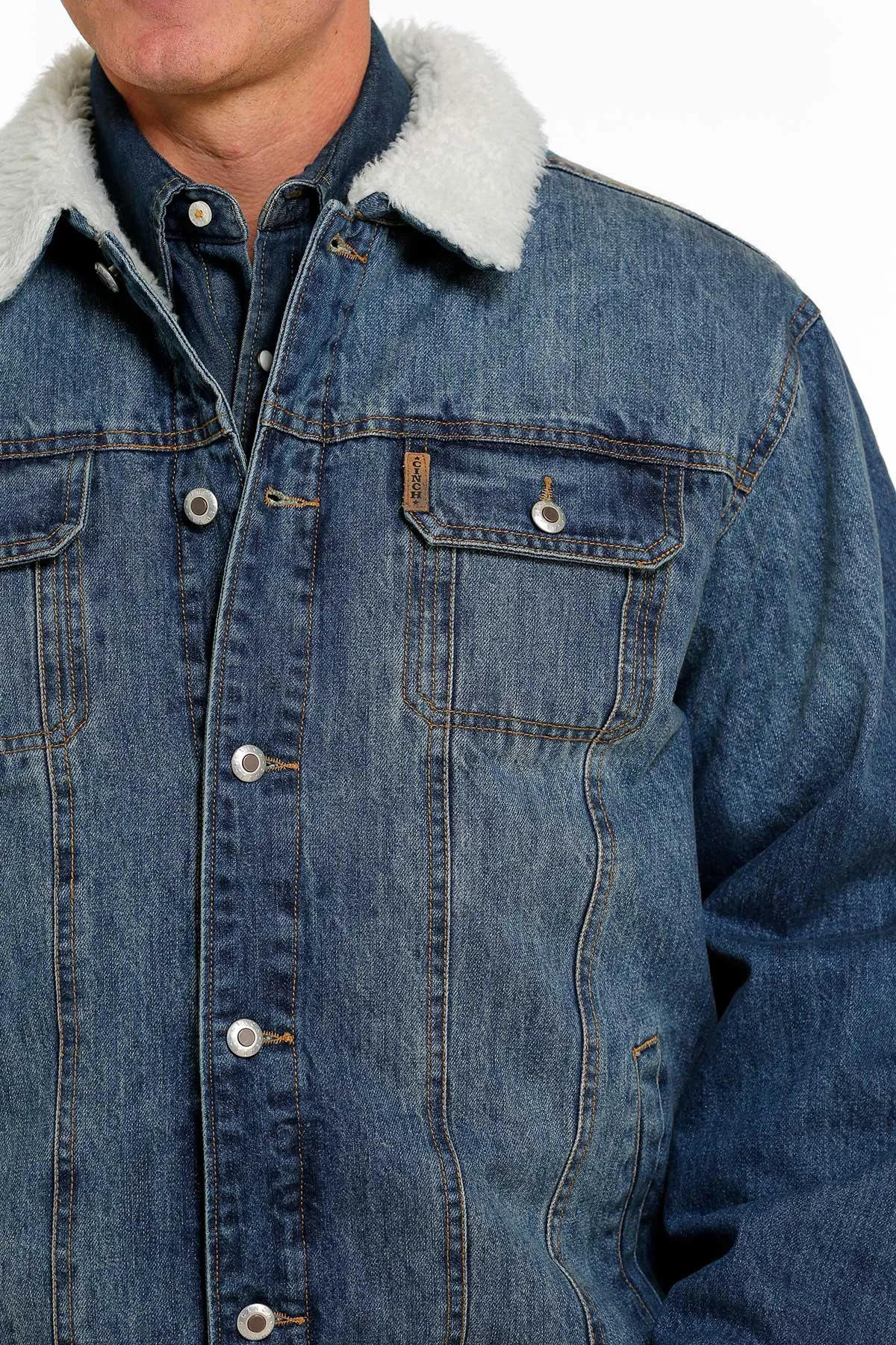 Cinch Denim Jacket with Sherpa Lining