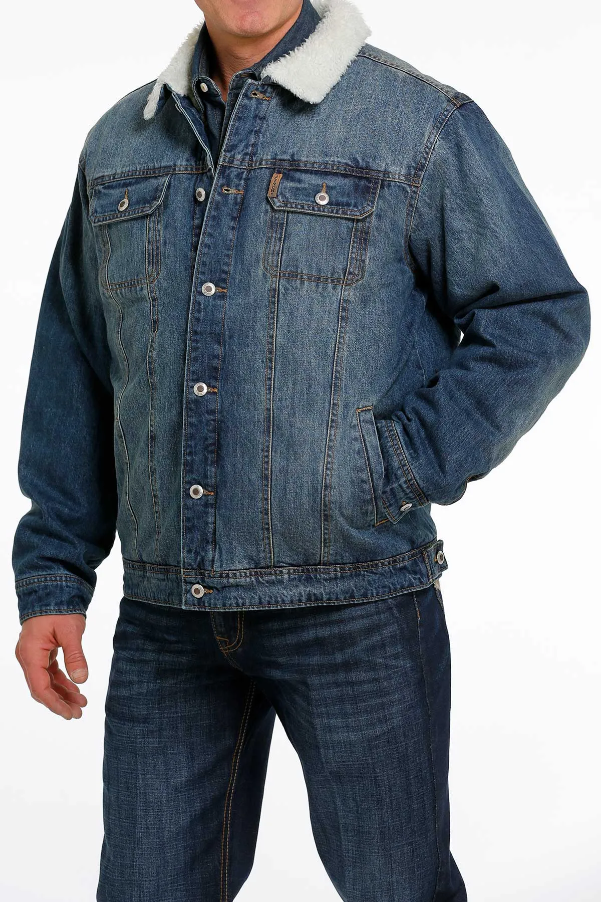 Cinch Denim Jacket with Sherpa Lining