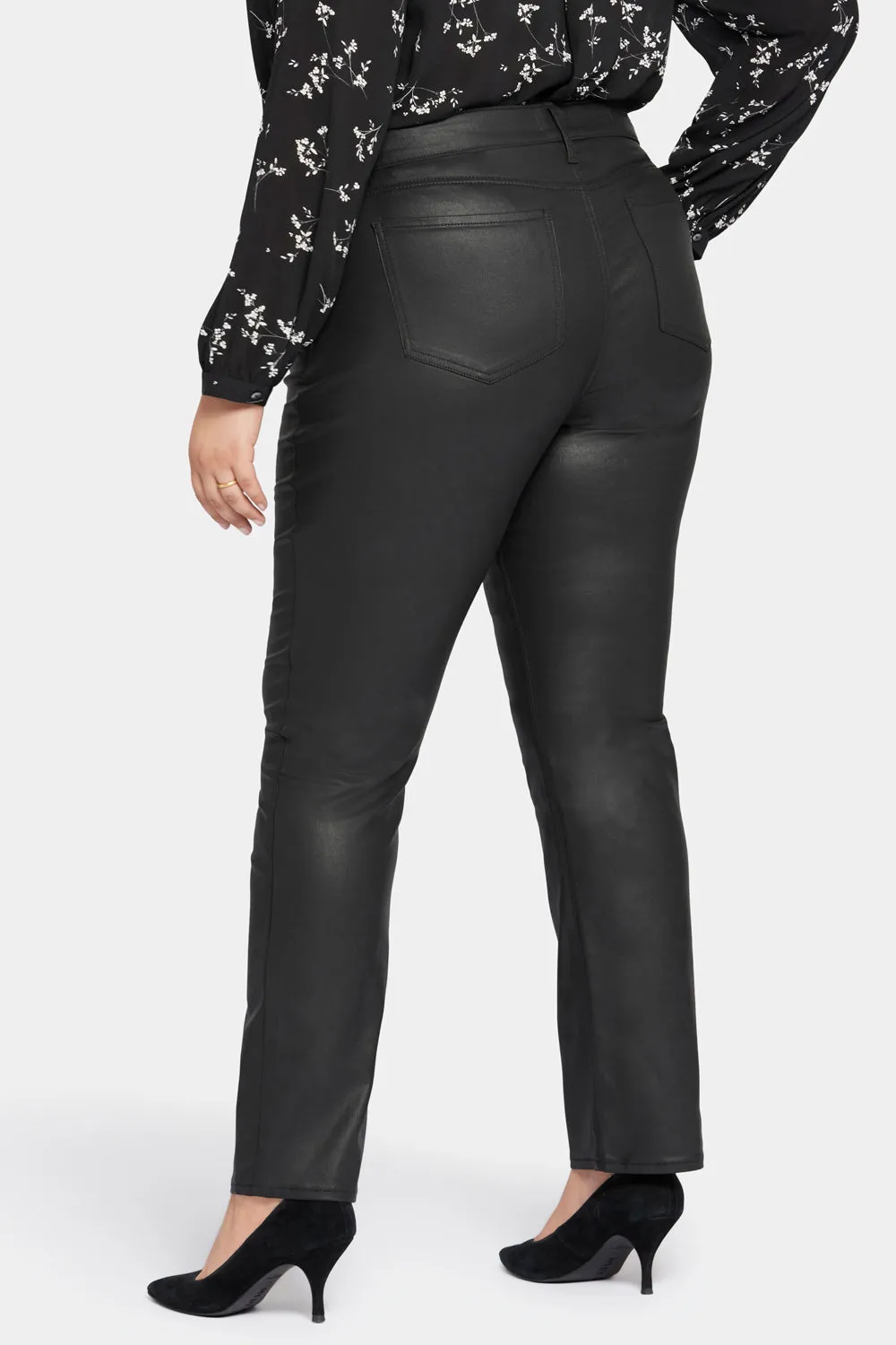 Coated Marilyn Straight Jeans In Plus Size - Black Coated