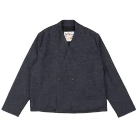 Collarless Jacket - Slub Nep Rinsed - Indigo