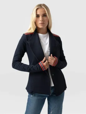 Cotton Biker Jacket - Navy Stripe