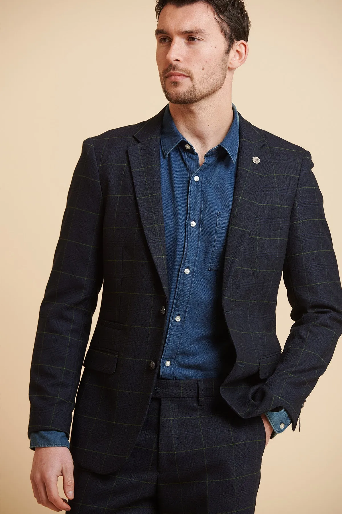 EDINSON - Navy Green Check Blazer