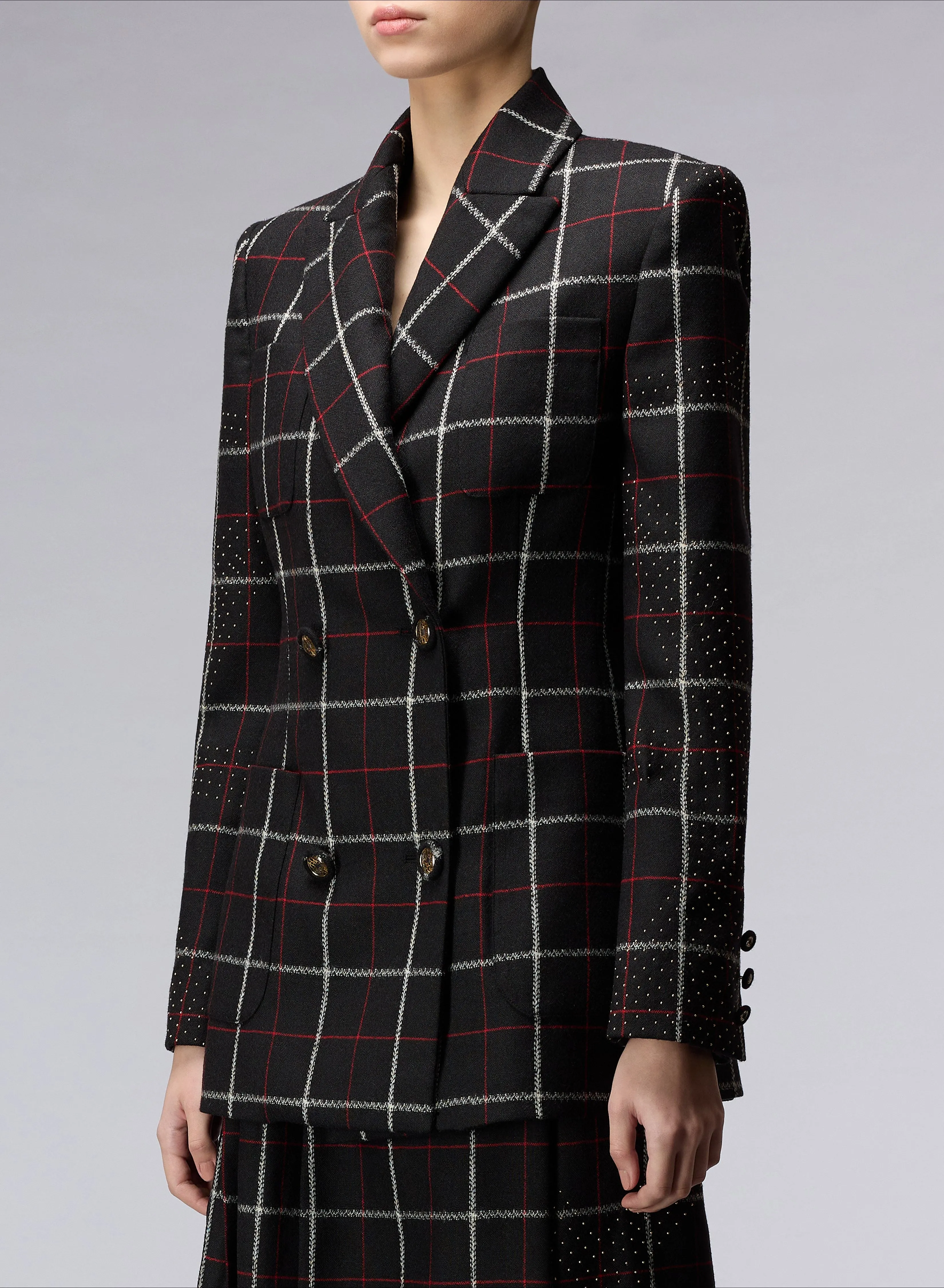 Embellished Check Blazer