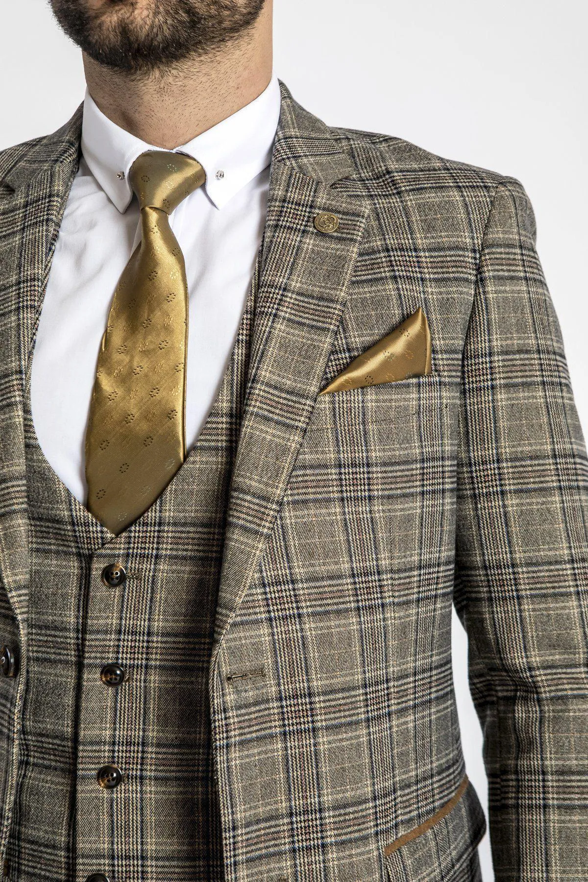 ENZO - Tan Tweed Check Blazer