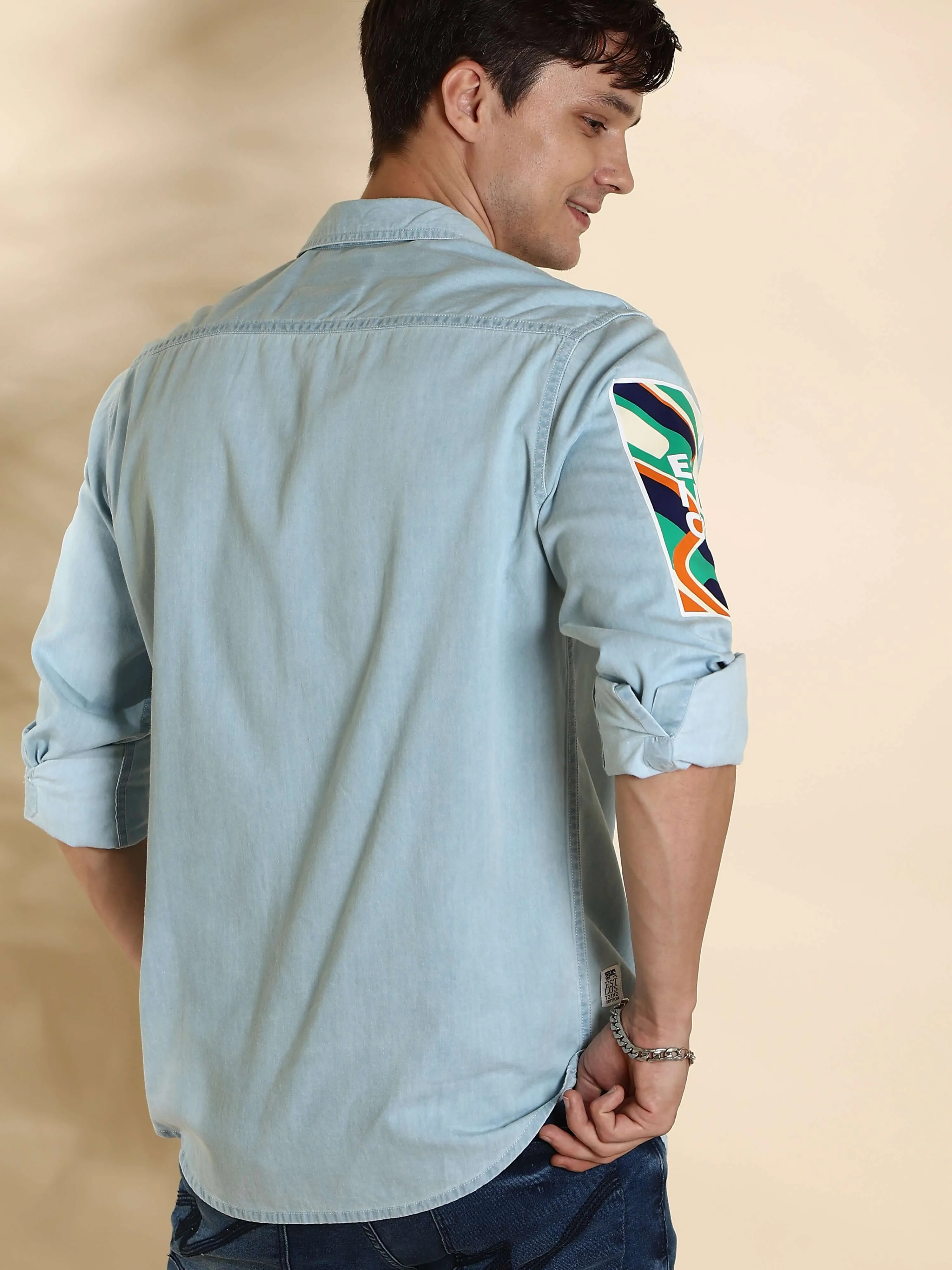 EST-Lt Blue Denim Double Pocket Shirt