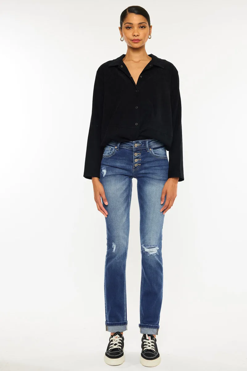 Eternity Mid Rise Slim Straight Leg Jeans