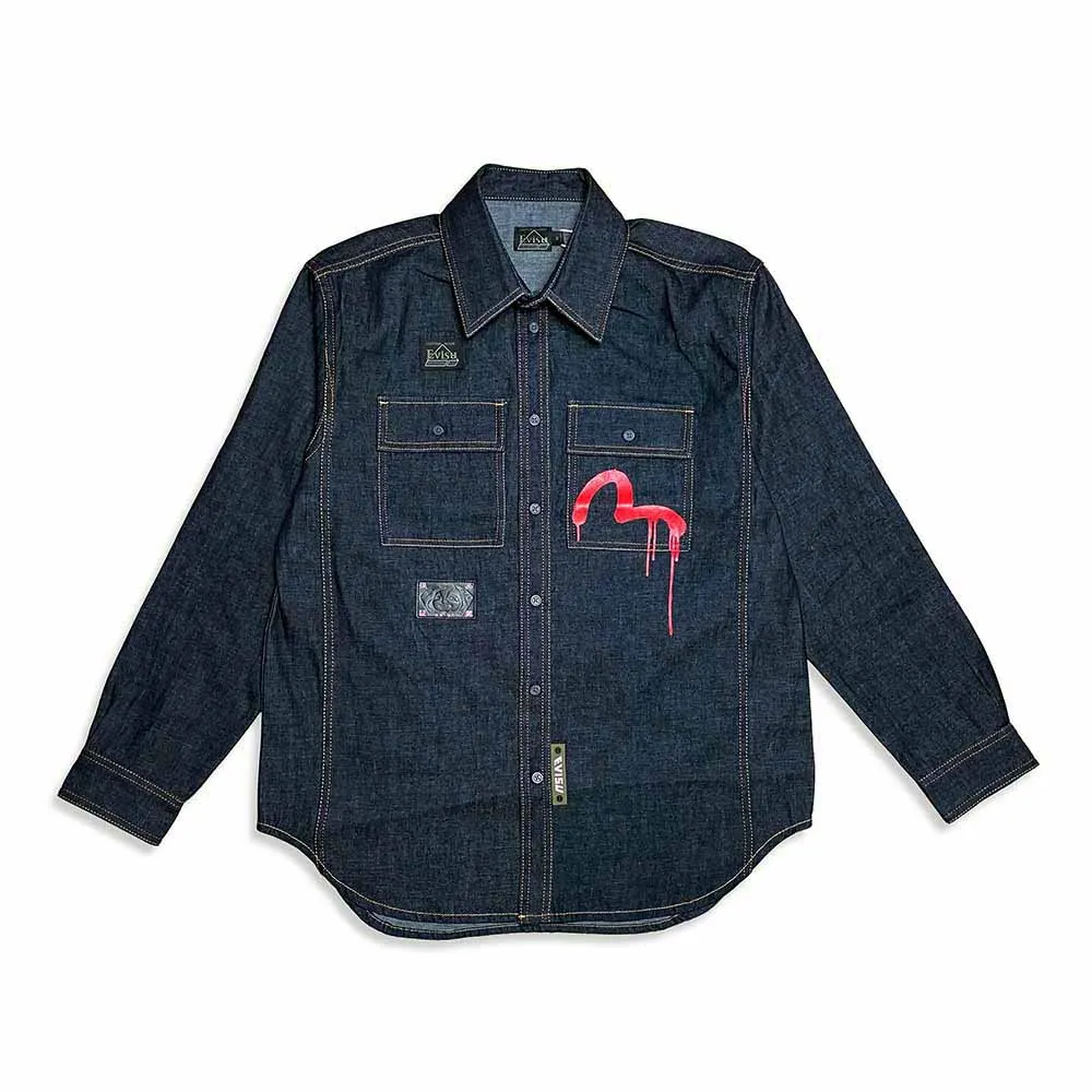 EVISU X SFERA EBBASTA DAICOCK DENIM SHIRT