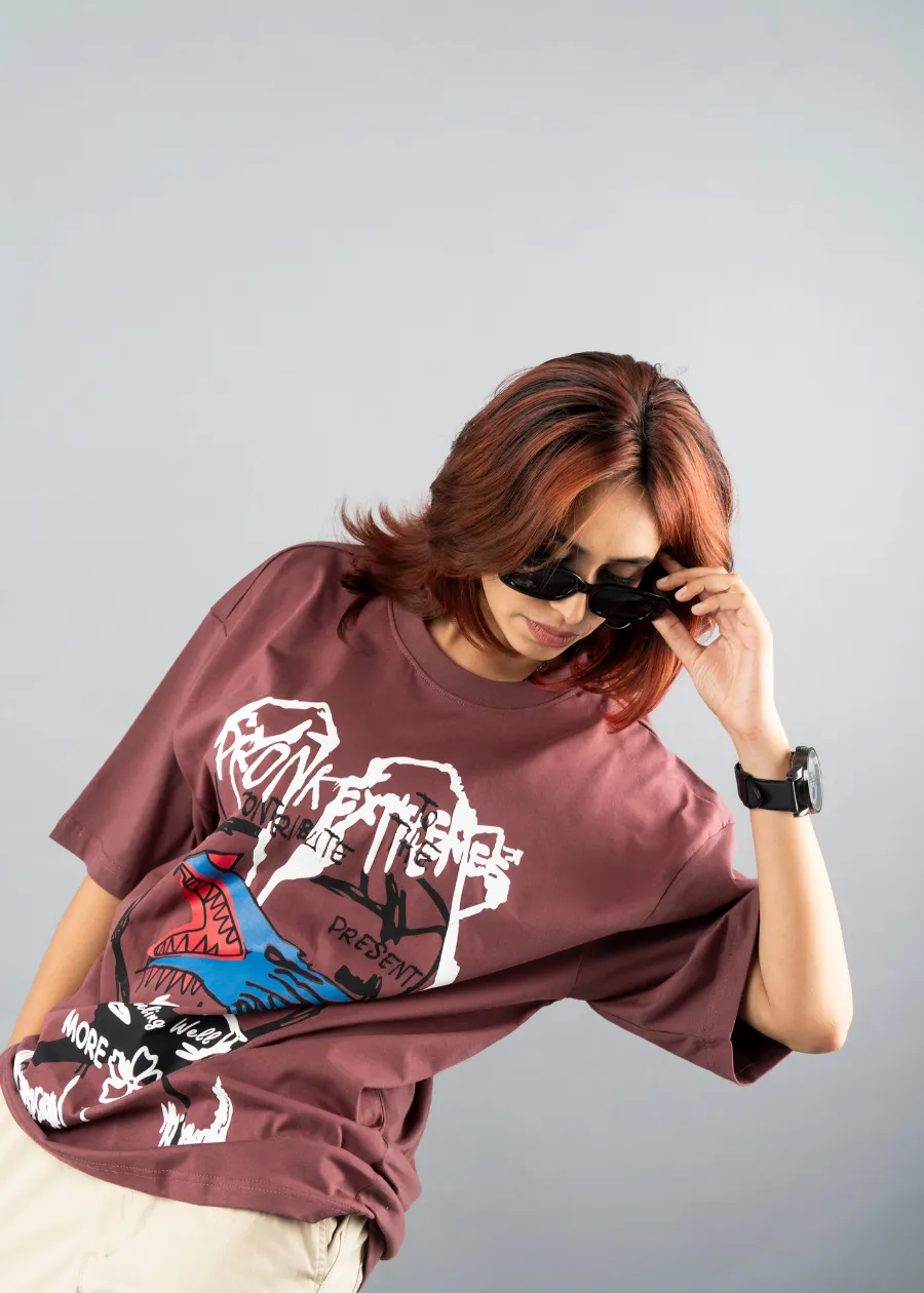 Extreme Women Oversized Puff Printed T-shirt