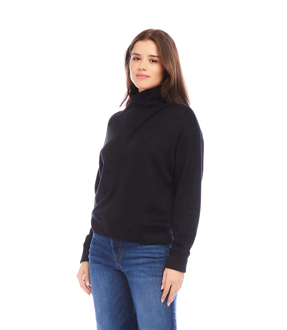 Faux Wrap Turtleneck Top