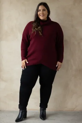 FINAL SALE Knitted Turtleneck in Burgundy