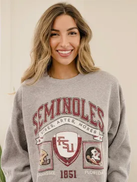 FSU Seminoles Prep Patch Gray Thrifted Sweatshirt