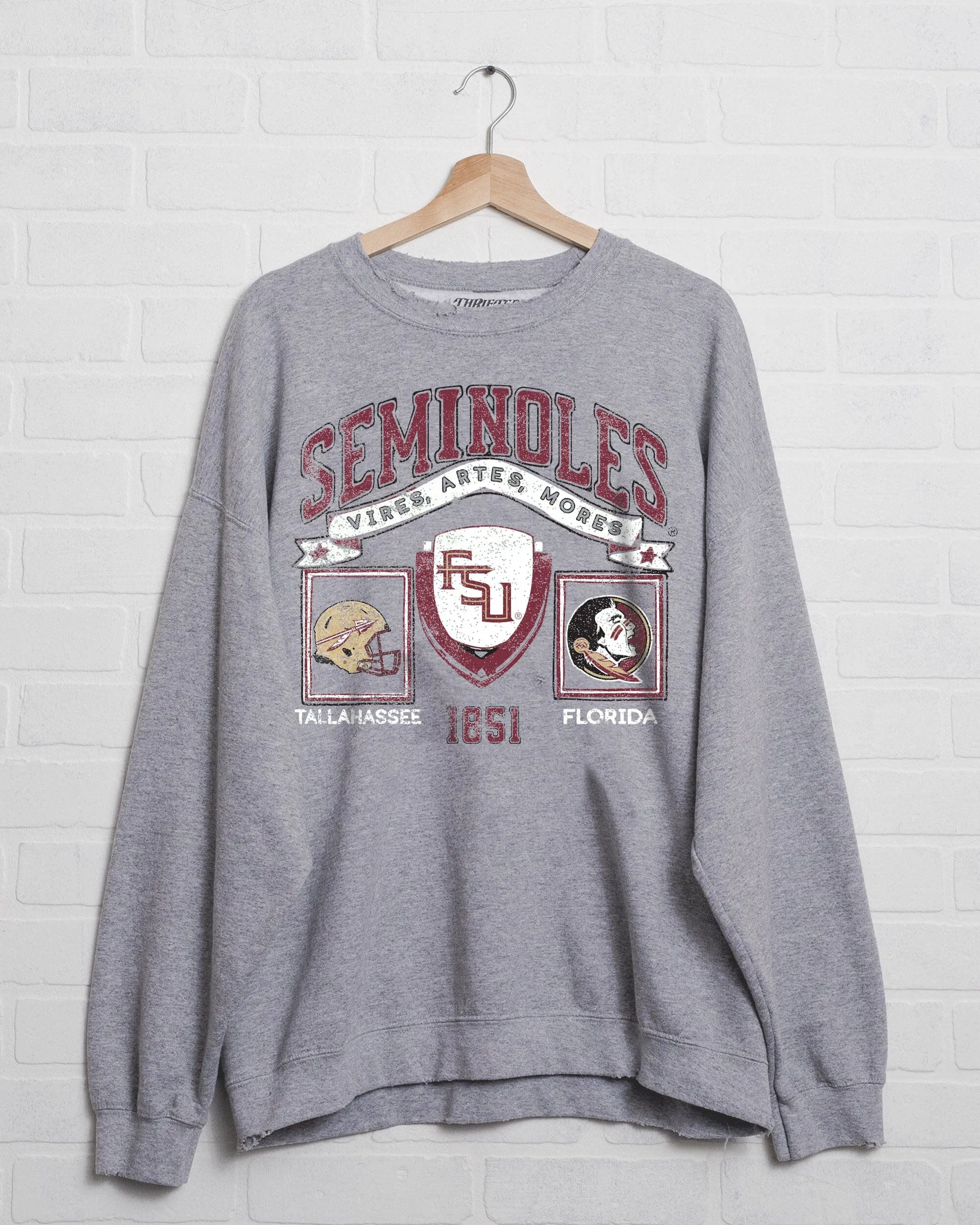 FSU Seminoles Prep Patch Gray Thrifted Sweatshirt