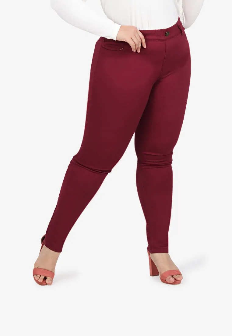 Ginnie Slim-fit Stretch Pants - Maroon