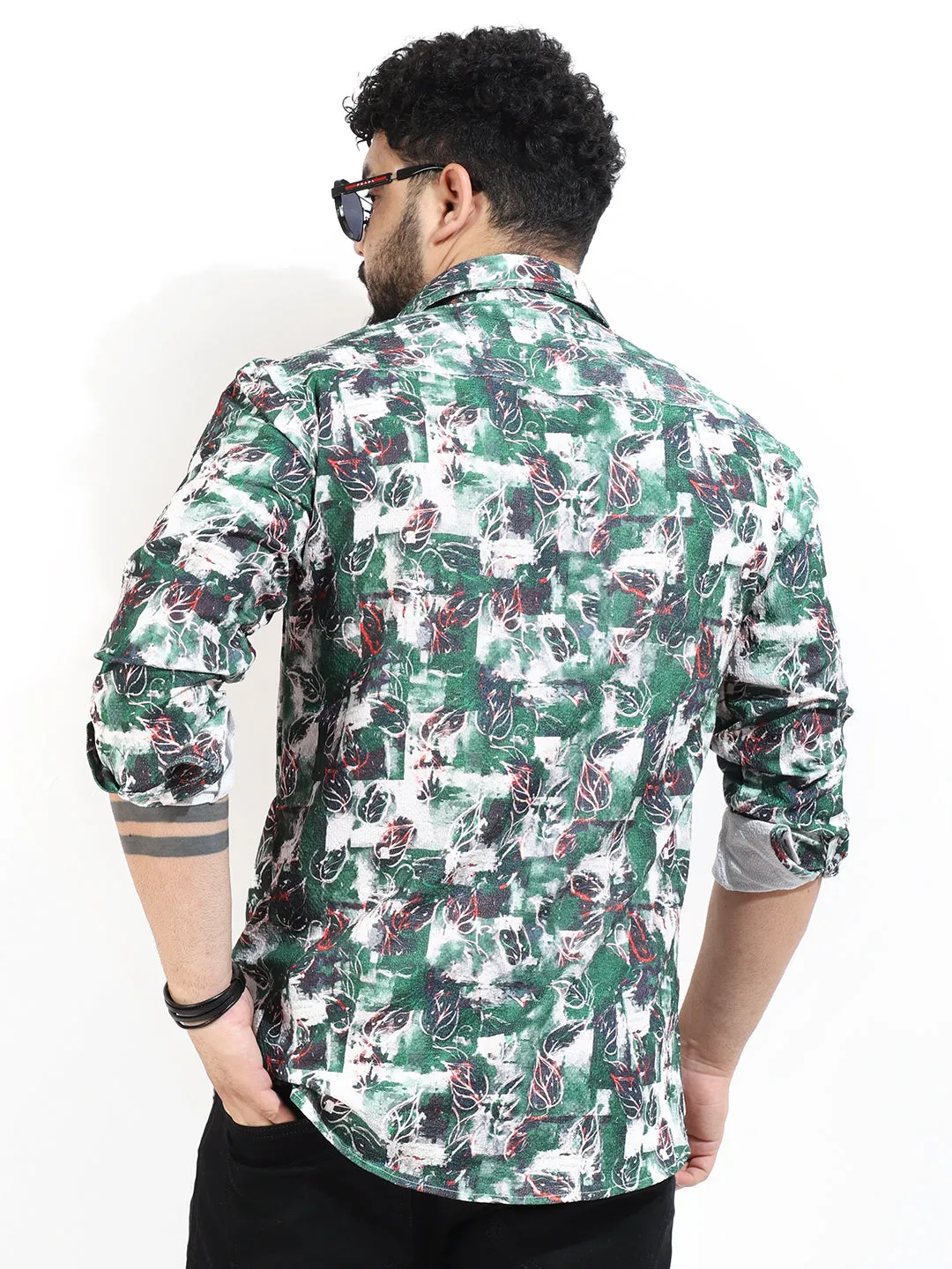 Green Digital Print Shirt