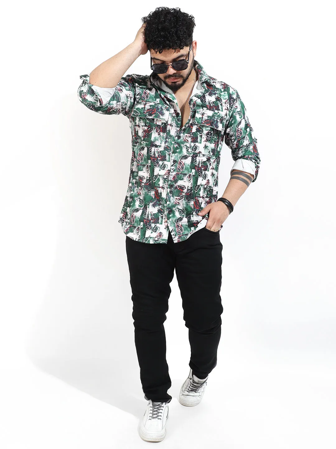 Green Digital Print Shirt