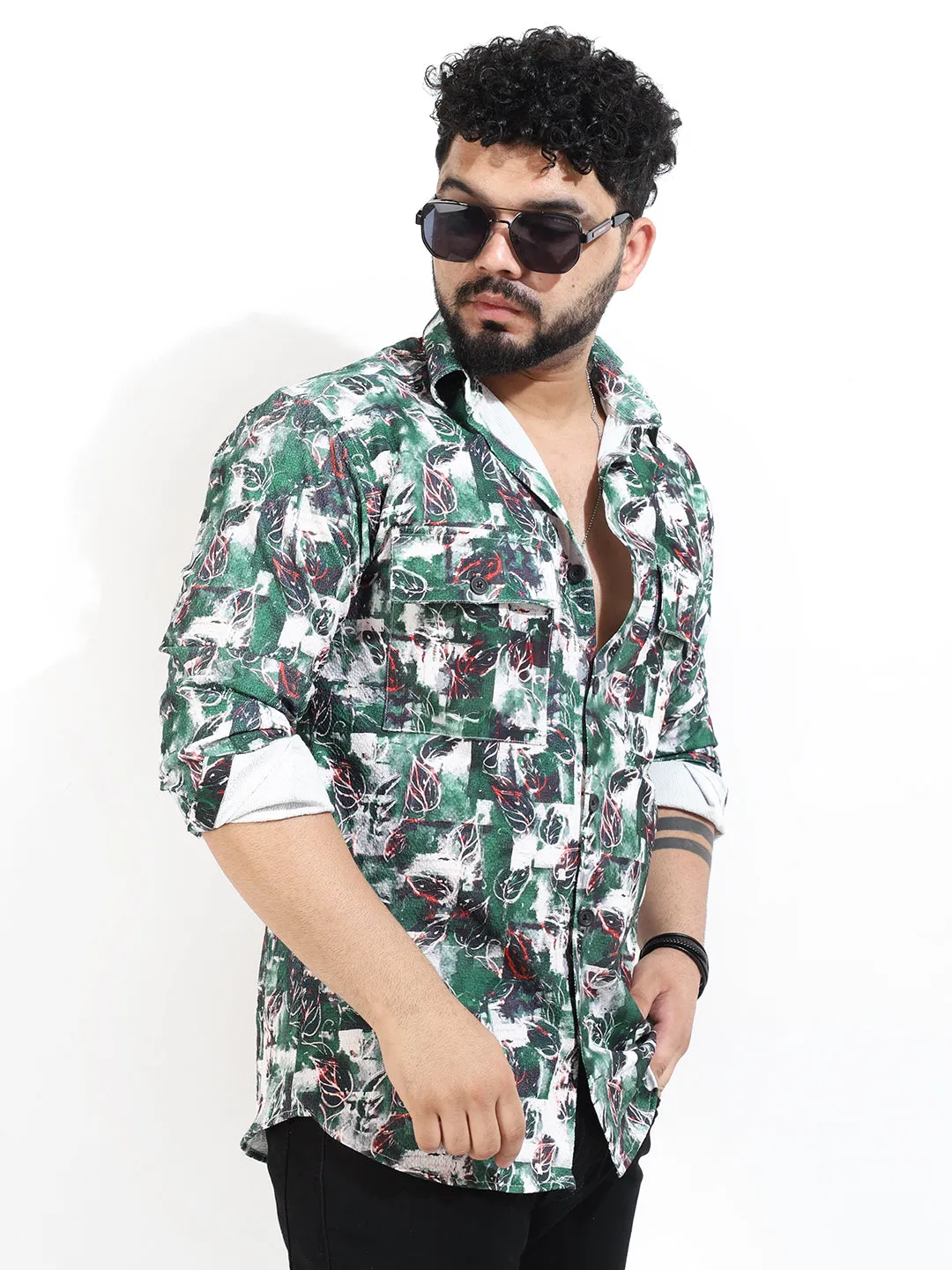 Green Digital Print Shirt