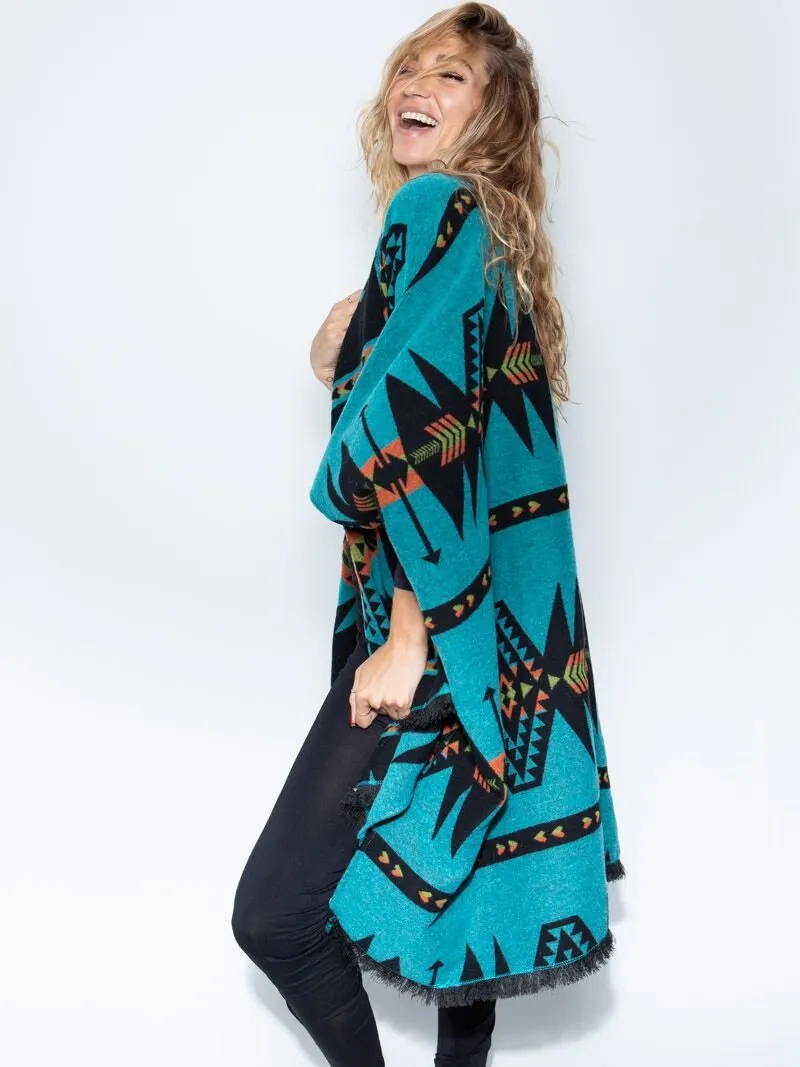 Grey Wolf Fabric Poncho | Women's