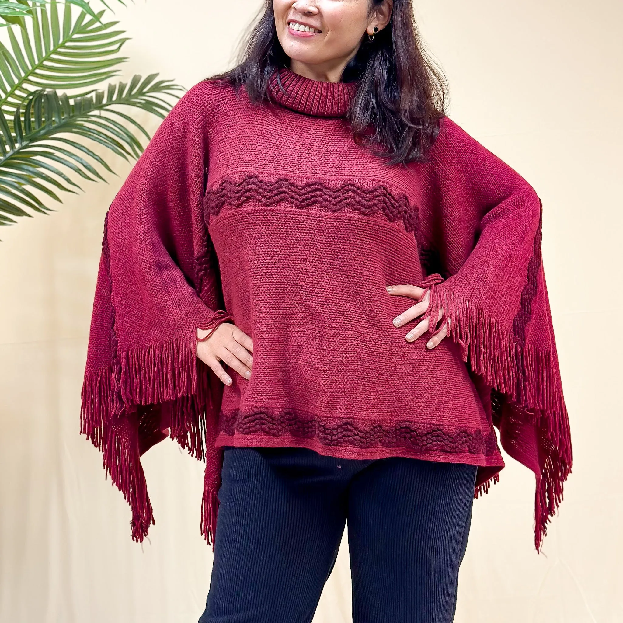 Hand Knit Turtle Neck Ponchos