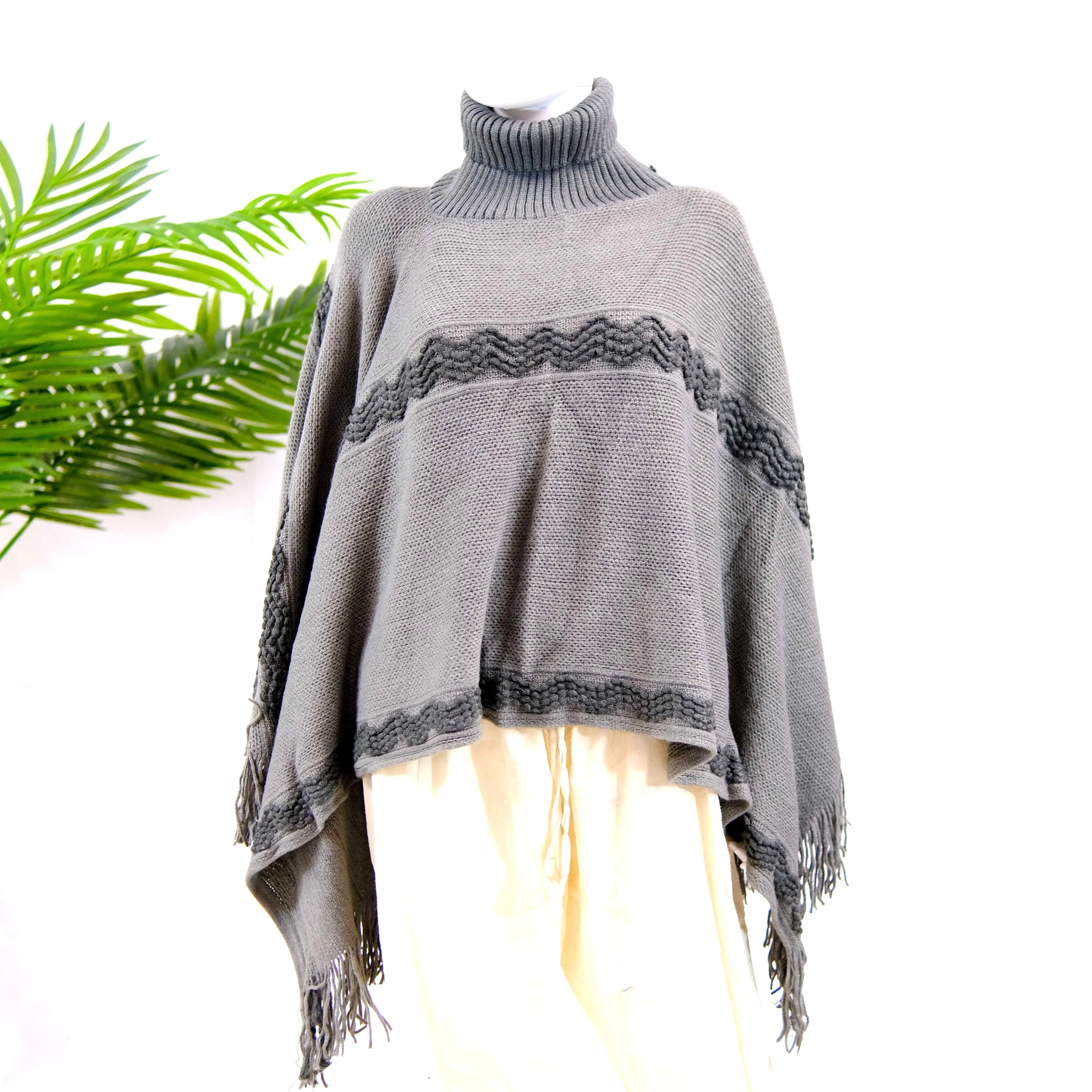 Hand Knit Turtle Neck Ponchos