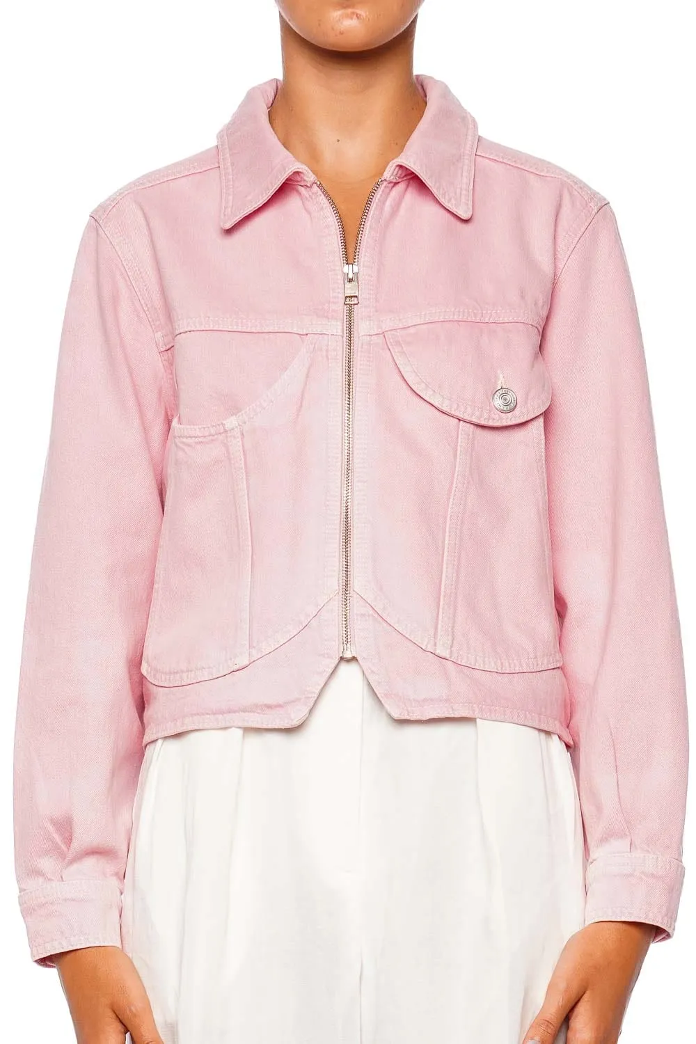 Heart Dusty Pink Denim Jacket