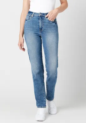 High Rise Straight Jayden Women's Jeans in Veined and Crinkled Blue - BL15856