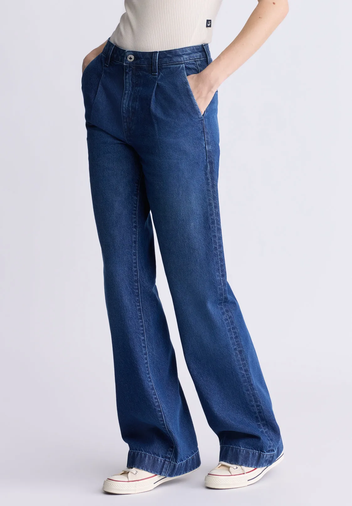 High Rise Wide Leg Addie Women's Jeans, Indigo Contrast - BL16002