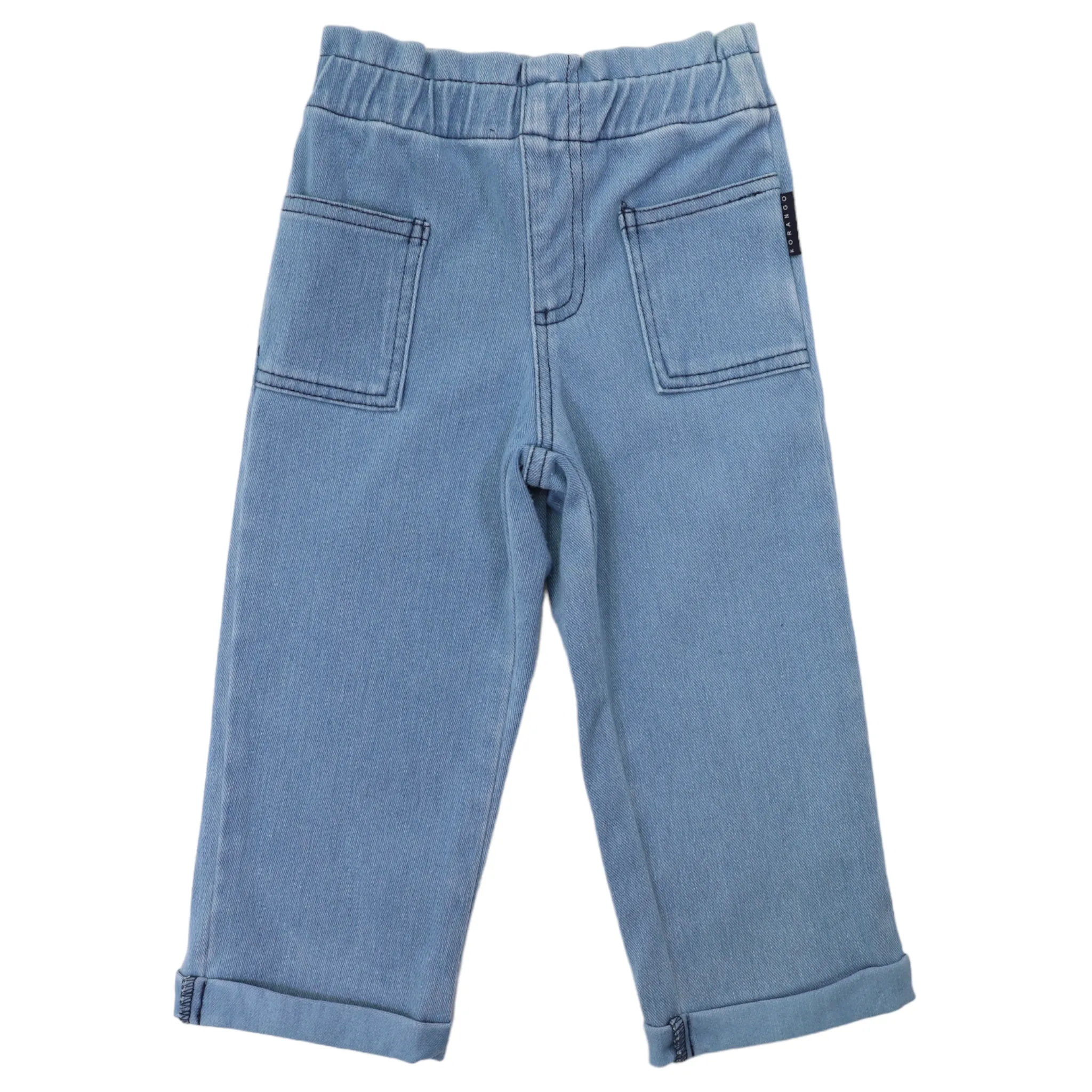 High Waisted Straight Denim Jean  Stone Wash