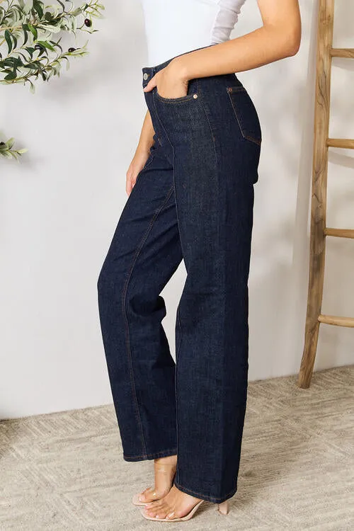 Judy Blue, High-Rise Front Seam & Dart Detail Wide-Leg Jeans 88664