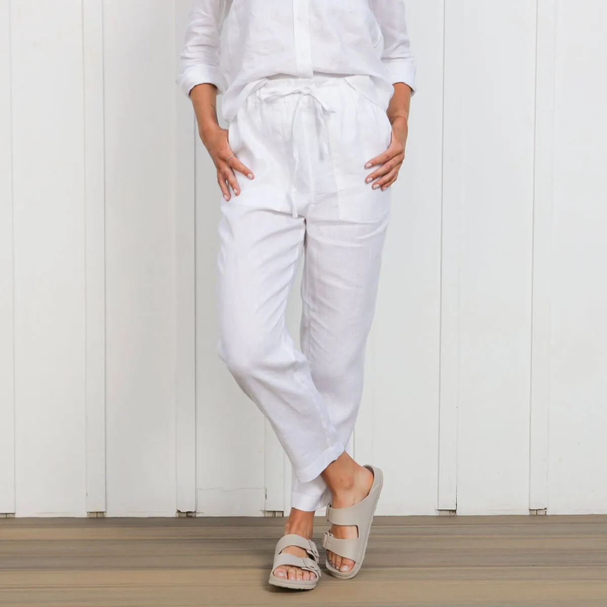 Ladies Linen - Pants | White