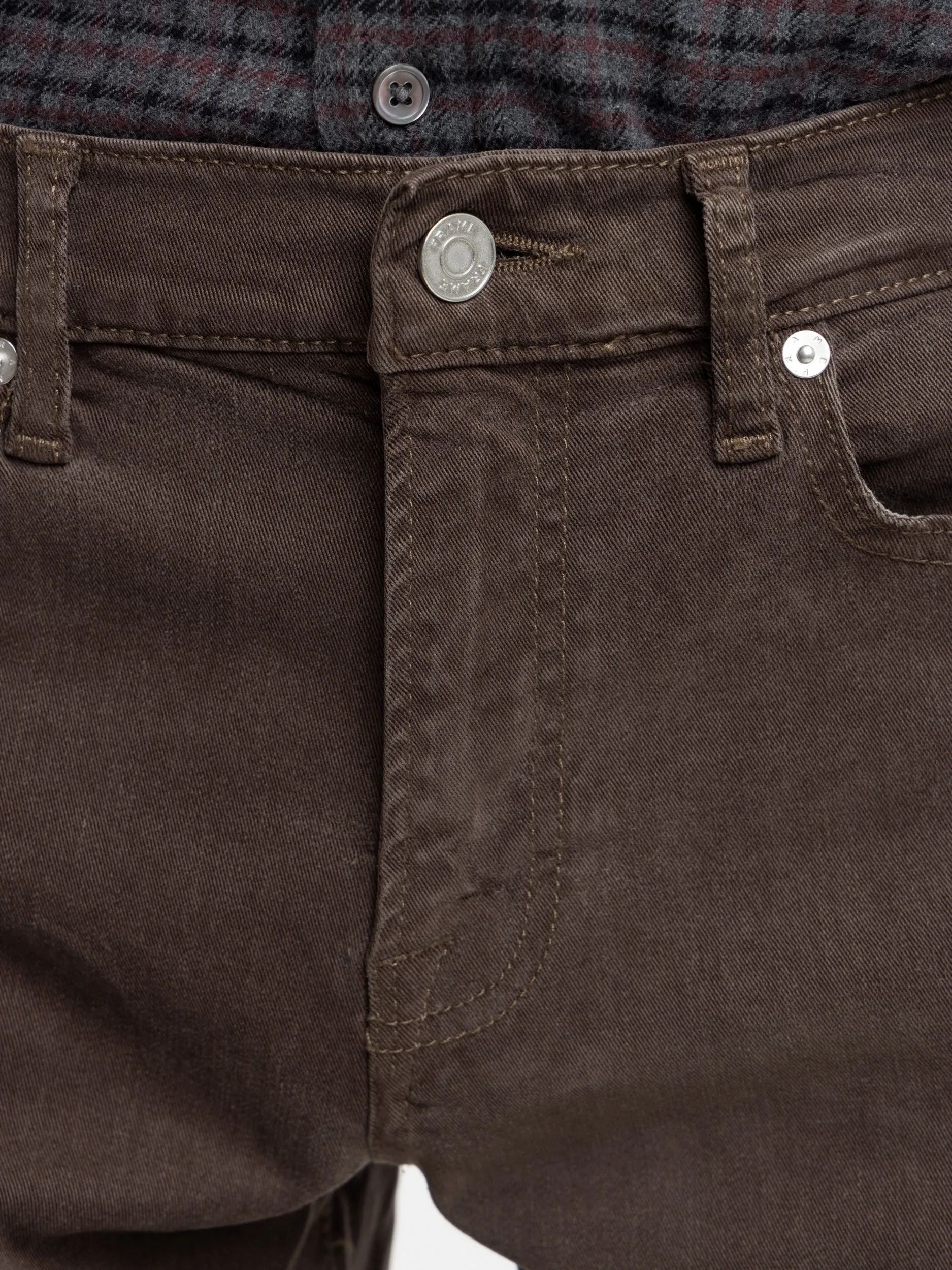 L'Homme Slim Brushed Twill Jeans in Mocha