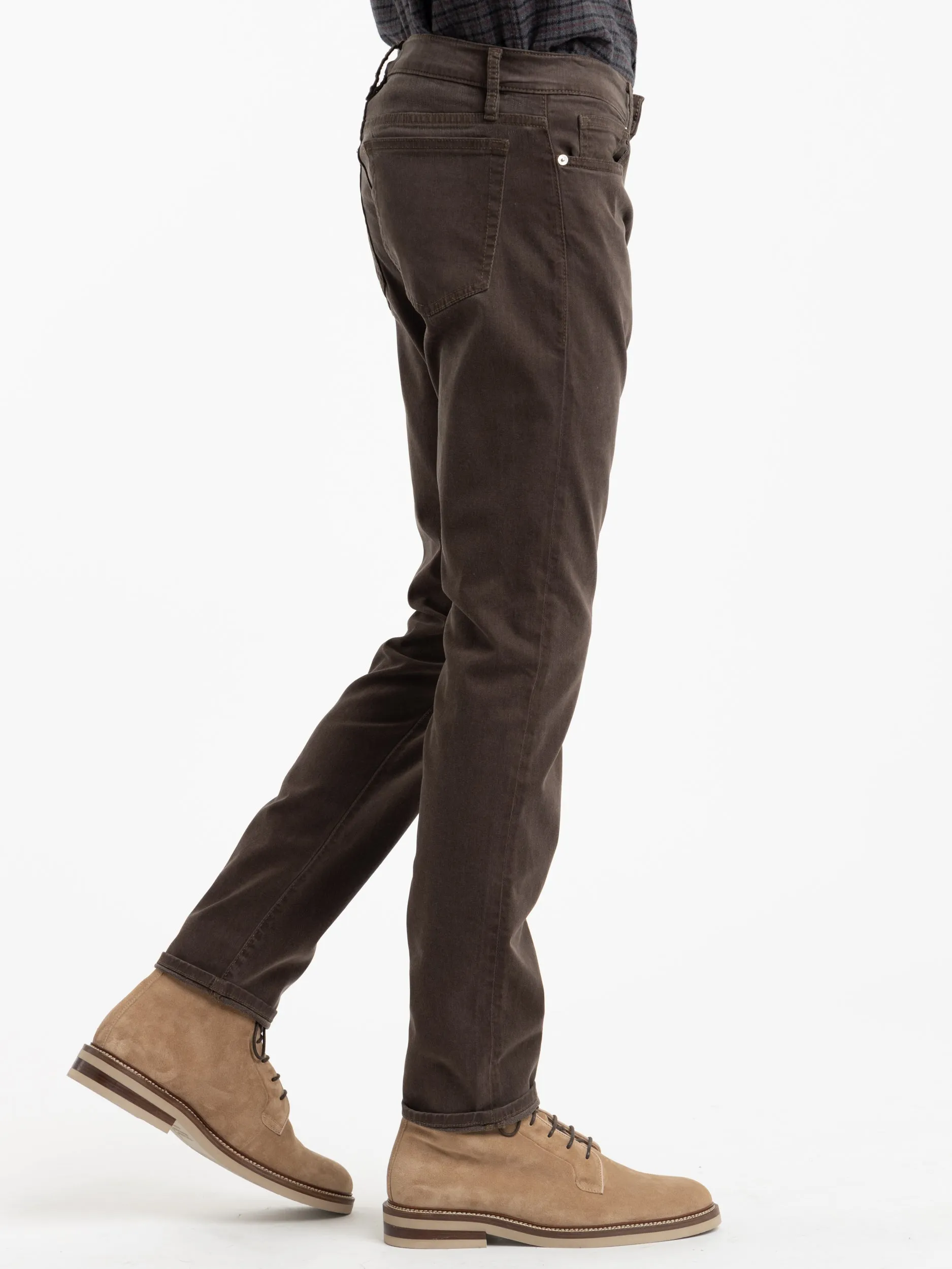 L'Homme Slim Brushed Twill Jeans in Mocha