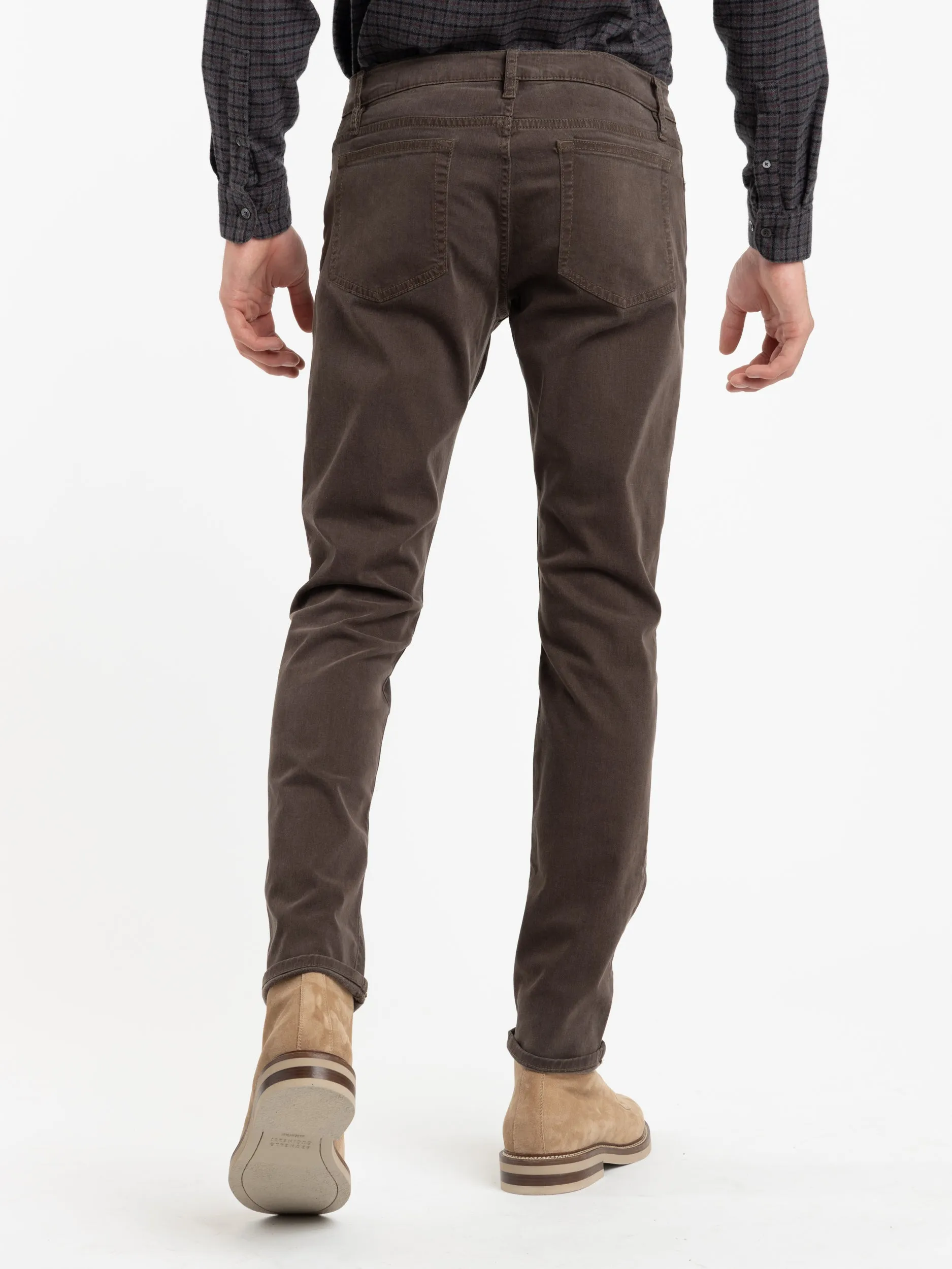 L'Homme Slim Brushed Twill Jeans in Mocha