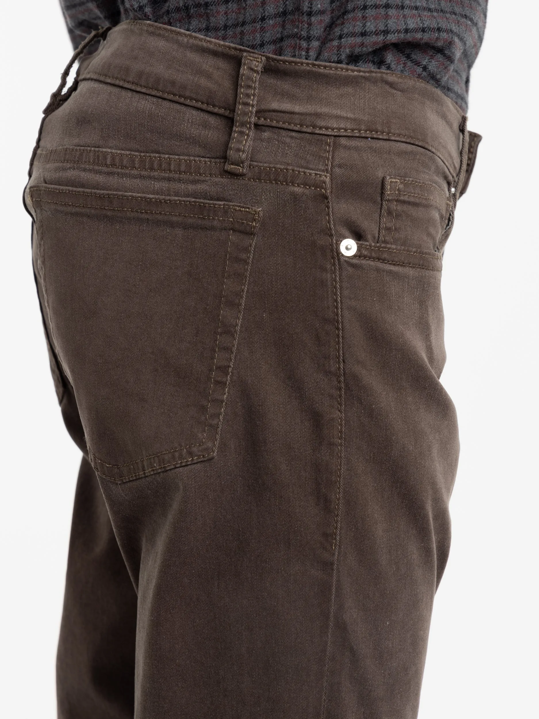 L'Homme Slim Brushed Twill Jeans in Mocha