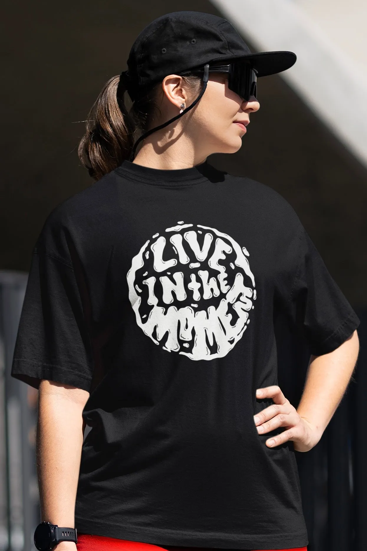 Live In The Moment Graphic Printed Unisex Oversized T Shirt