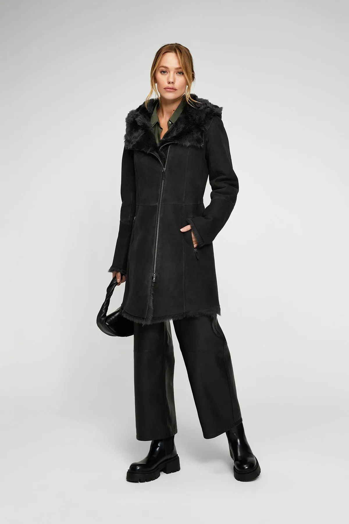 Maisie - Anthracite Shearling Coat