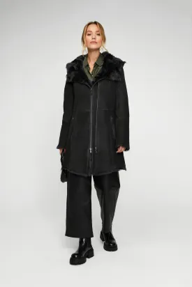 Maisie - Anthracite Shearling Coat