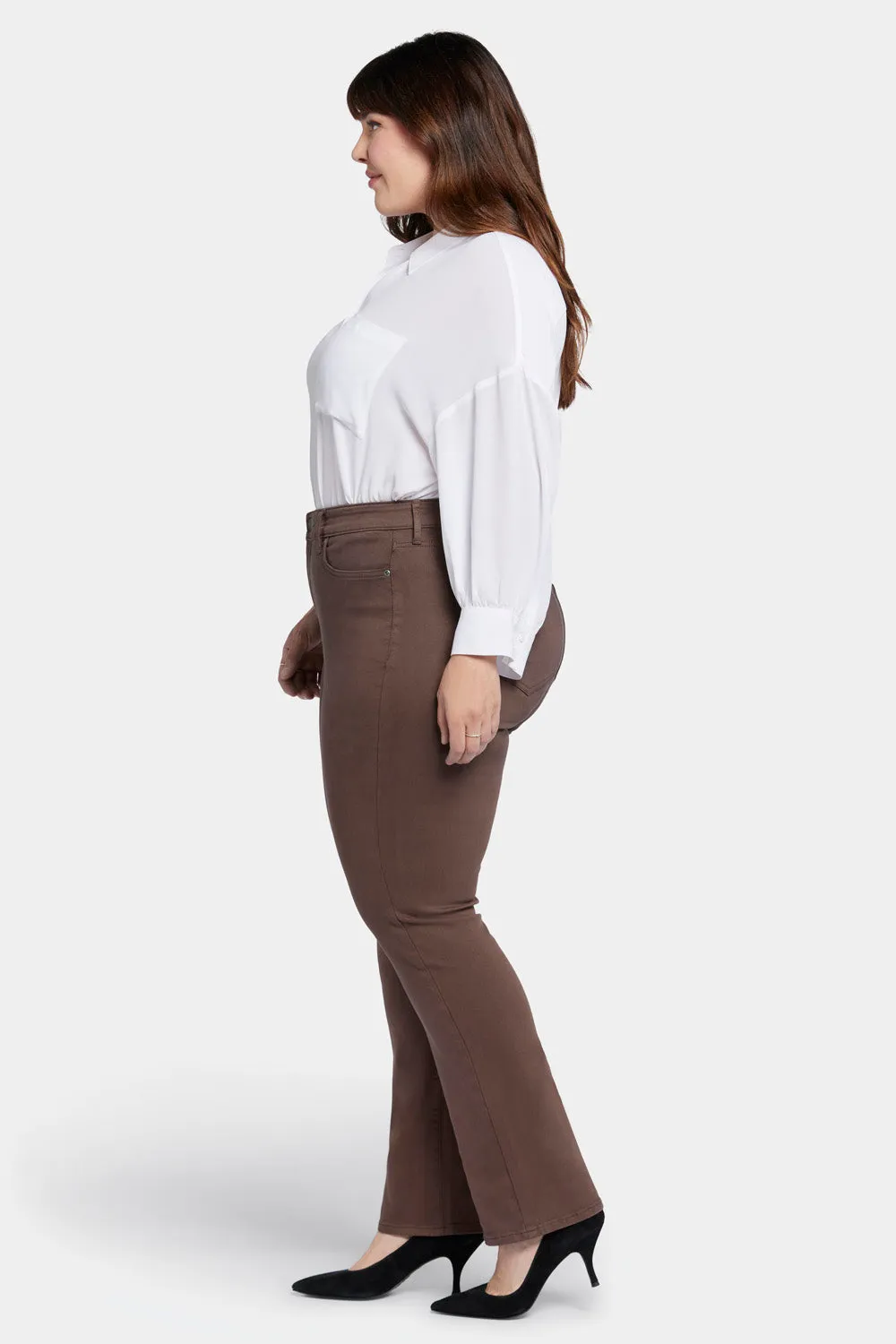 Marilyn Straight Jeans In Plus Size - Coffee Bean