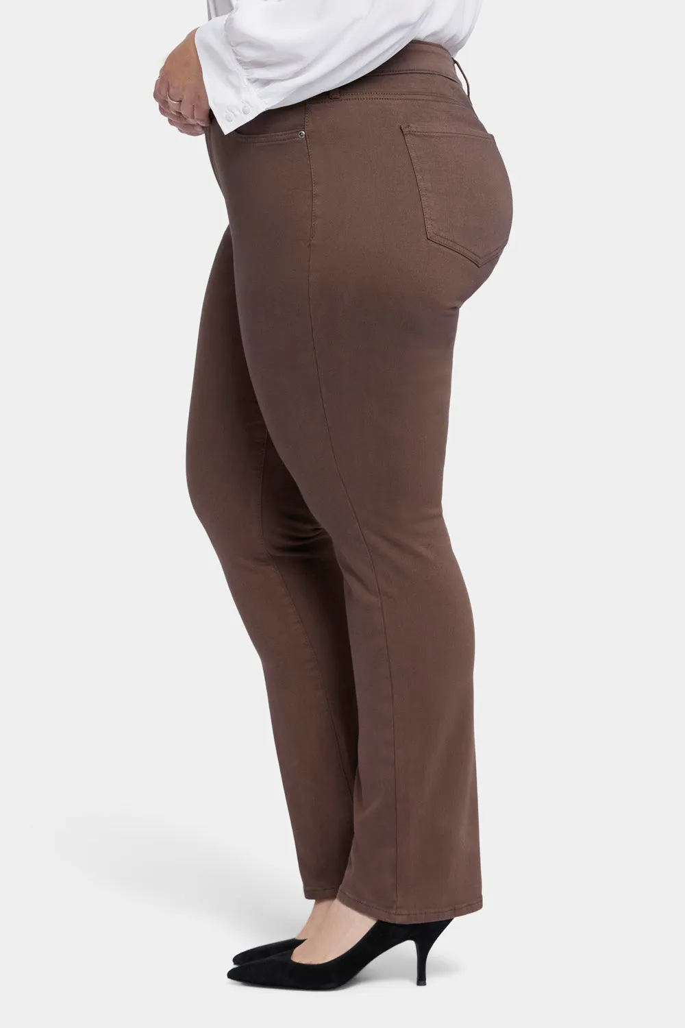 Marilyn Straight Jeans In Plus Size - Coffee Bean