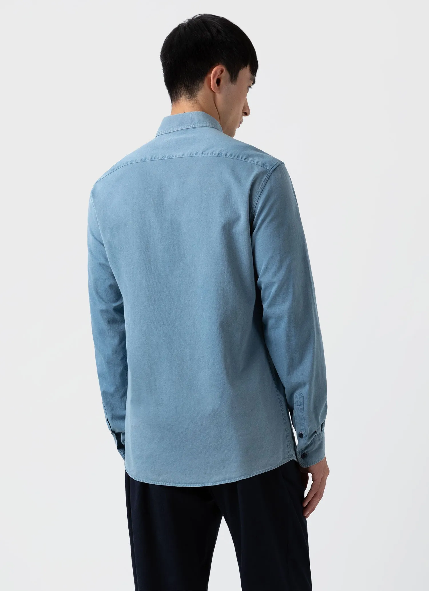 Men's Button Down Denim Shirt in Light Indigo