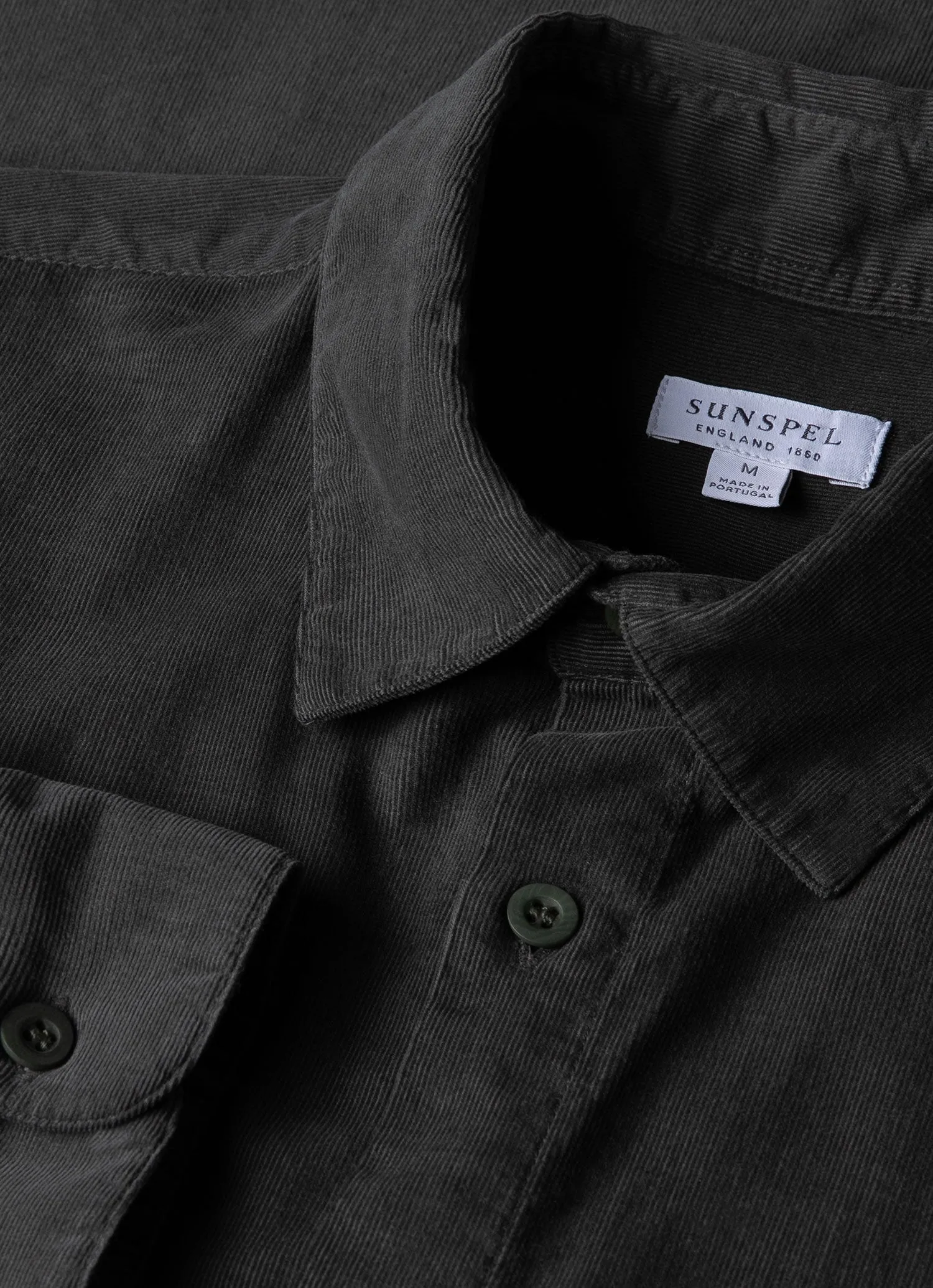 Men's Fine Cord Shirt in Drill Green